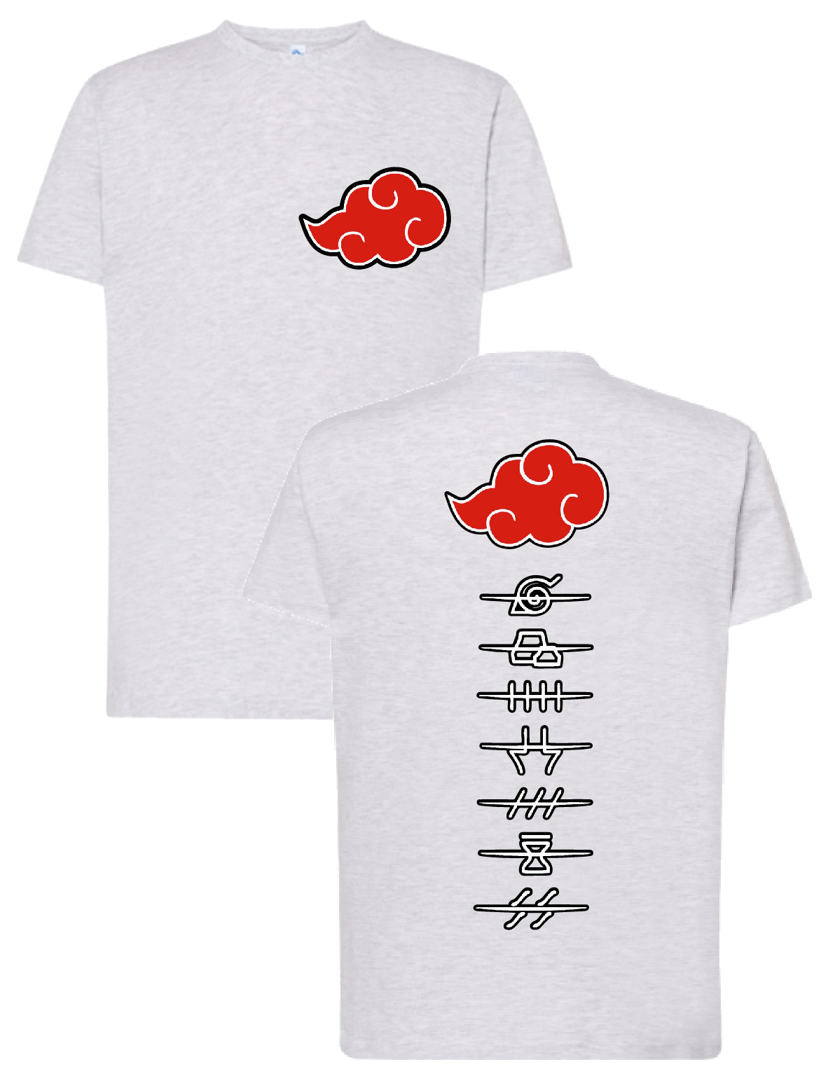 Camiseta anime Nube Roja Akatsuki – Diseño friki minimalista | FrikiCanarias