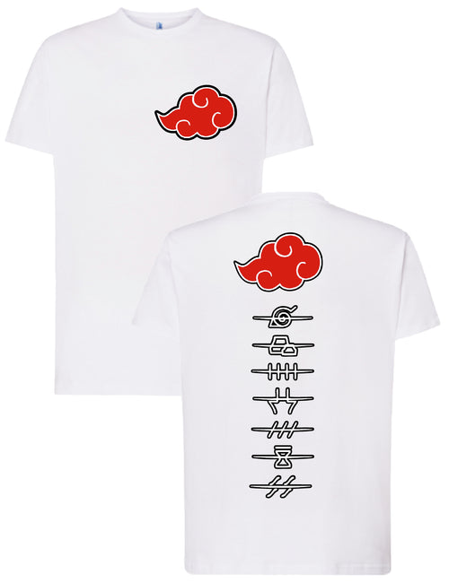 Camiseta anime Nube Roja Akatsuki – Diseño friki minimalista | FrikiCanarias