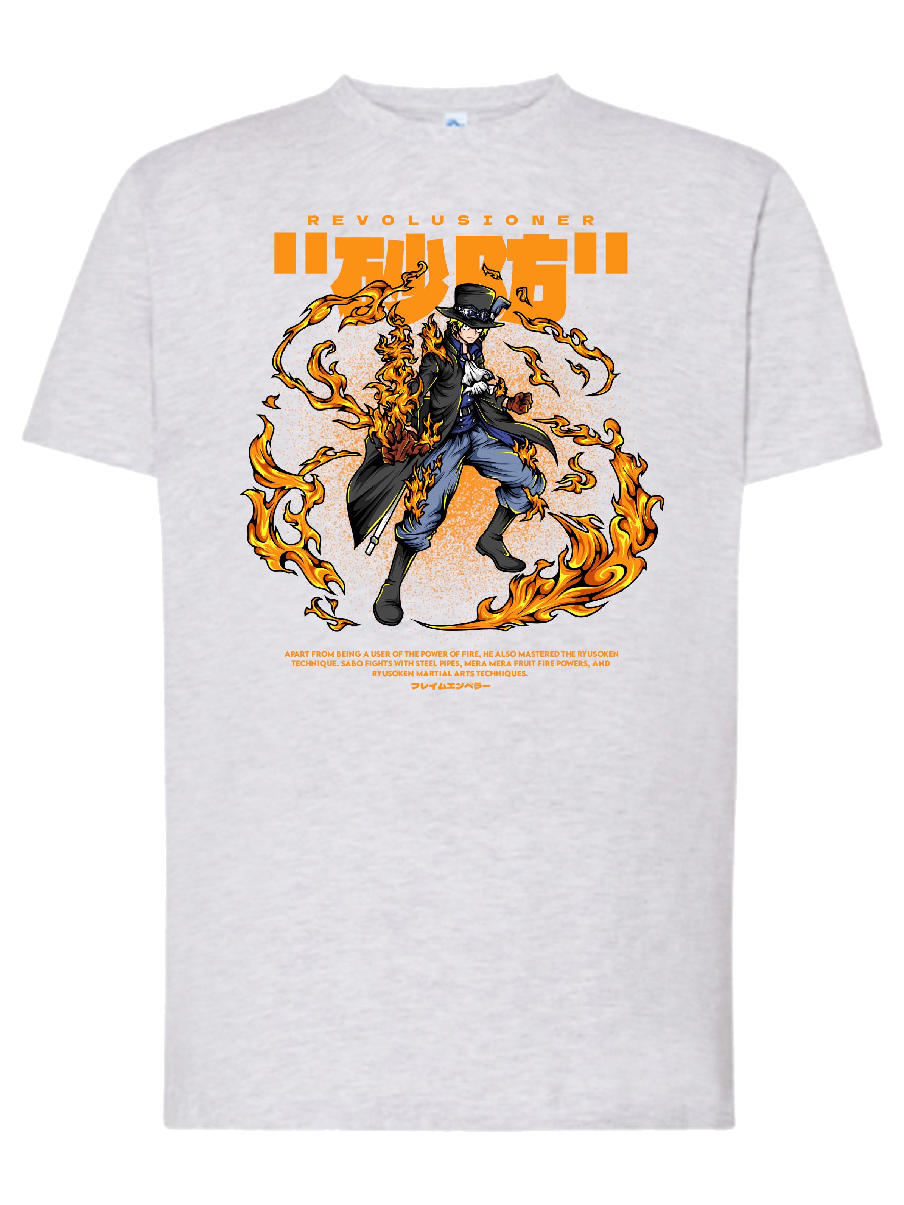 Camiseta Sabo Revolucionario – Diseño anime fuego | FrikiCanarias