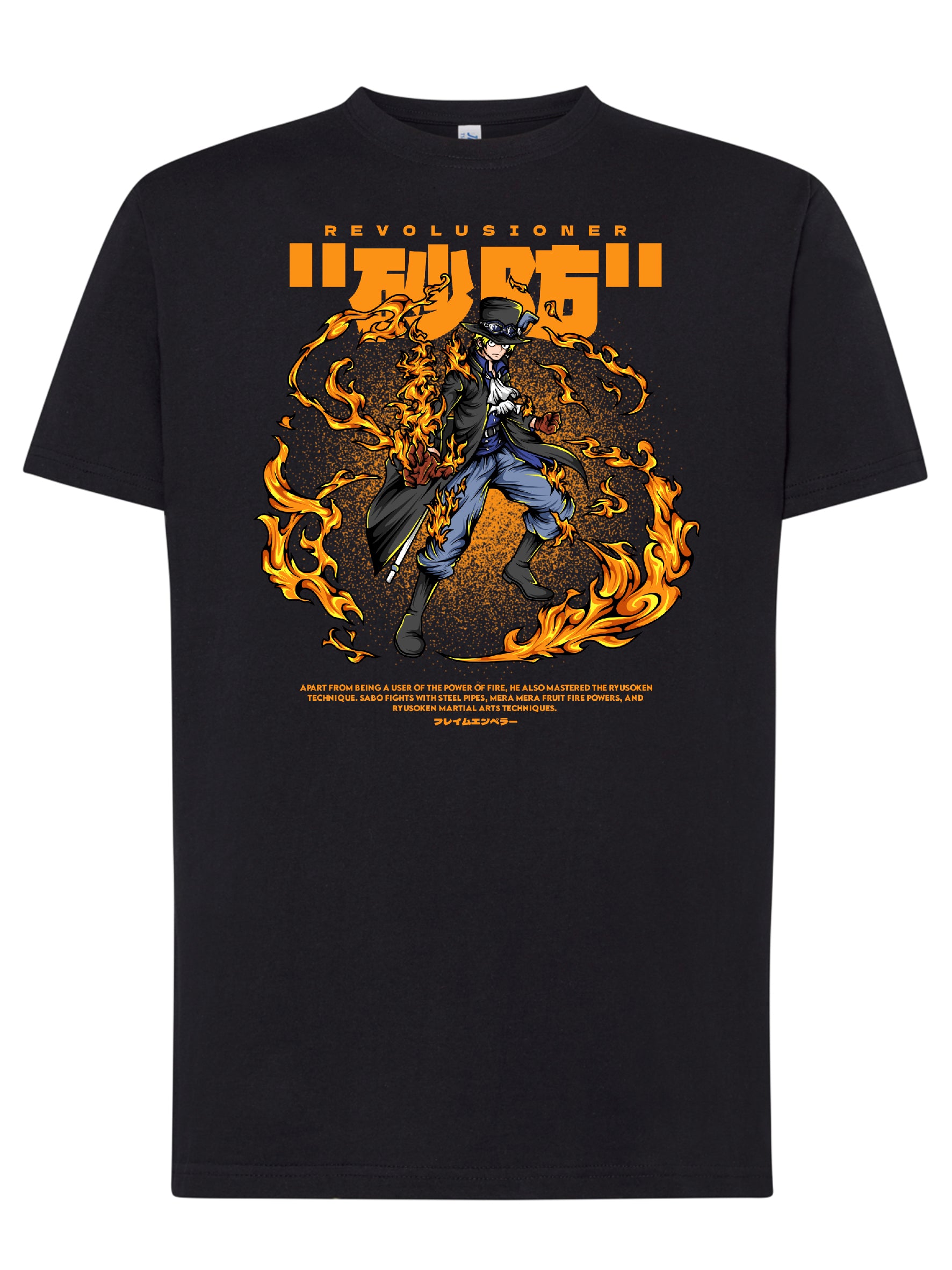 Camiseta Sabo Revolucionario – Diseño anime fuego | FrikiCanarias