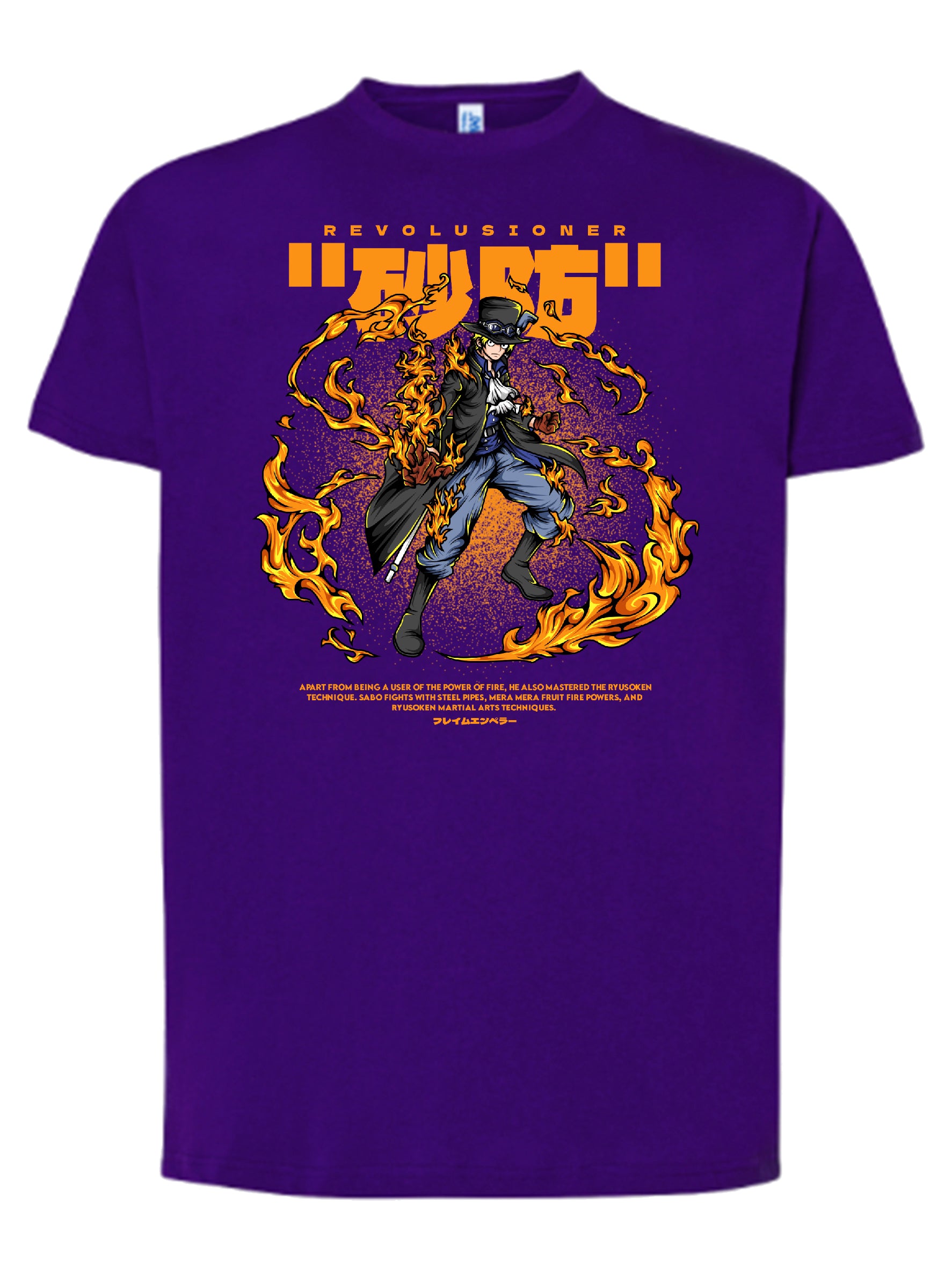 Camiseta Sabo Revolucionario – Diseño anime fuego | FrikiCanarias